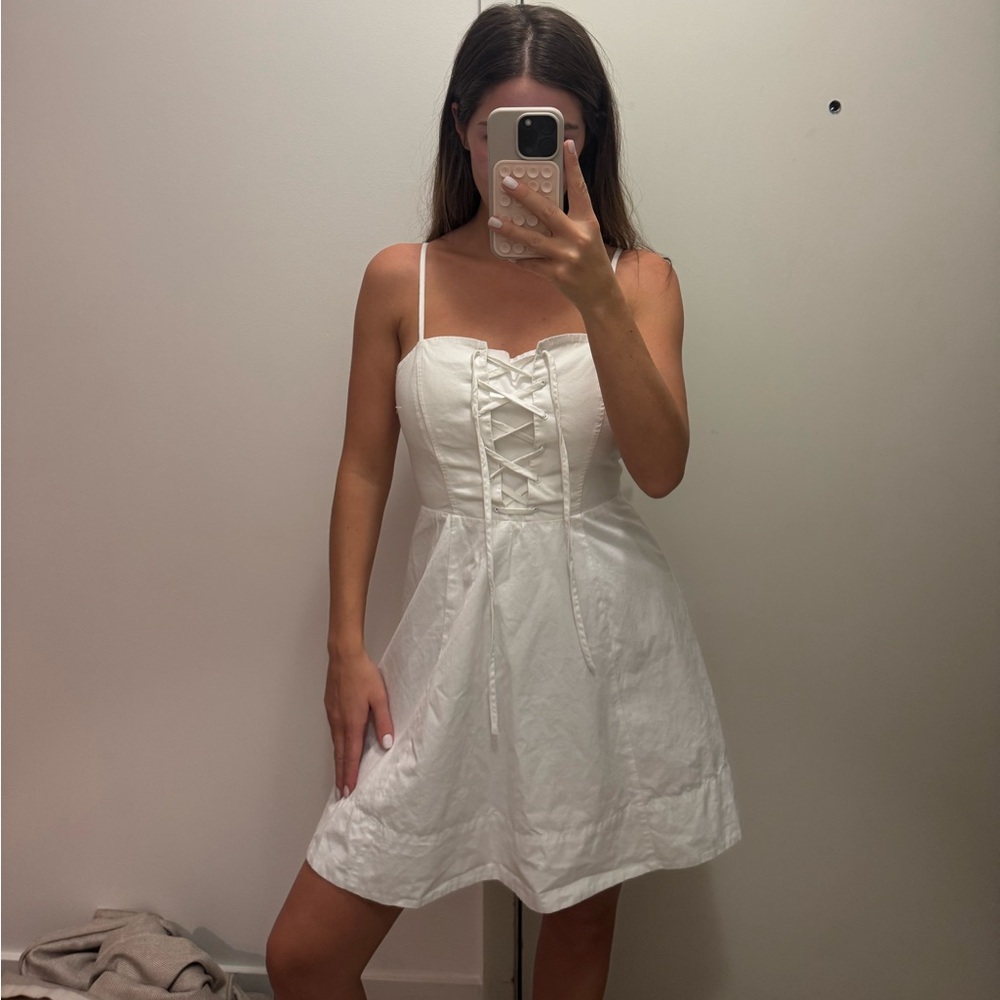 OAK + FORT Strapless White Dress